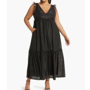 Chelsea28 Chevron Metallic Tiered Maxi Dress‎